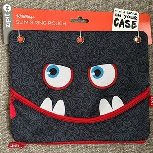 ZIPIT WILDLINGS Ring Pouch Slim Black & Grey Swirl with Face Pencil Case…